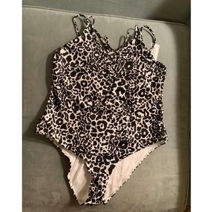 Leopard Lace-Up One Piece Swimsuit